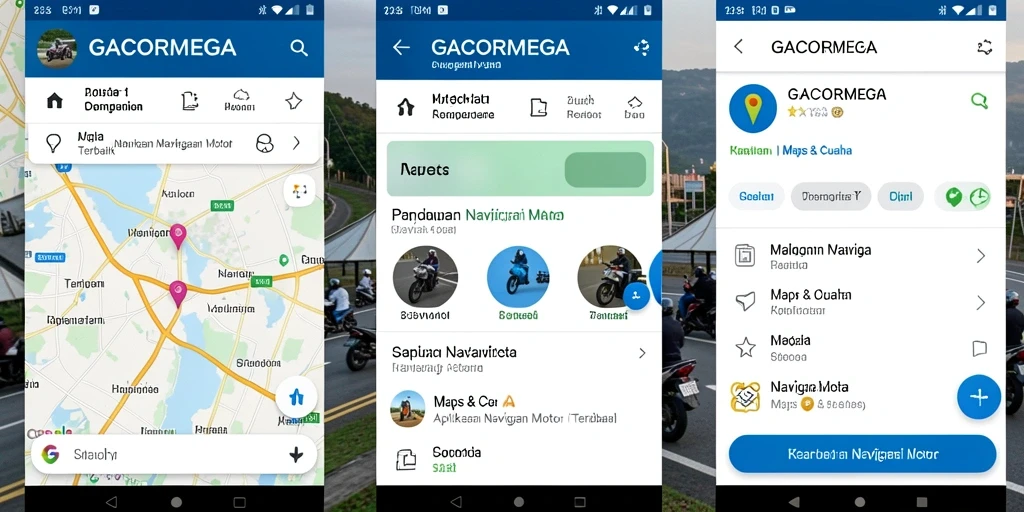 Antarmuka GACORMEGA yang menampilkan fitur navigasi motor yang lengkap.