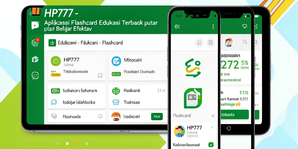 Tampilan antarmuka pengguna aplikasi Flashcard HP777 yang menarik.