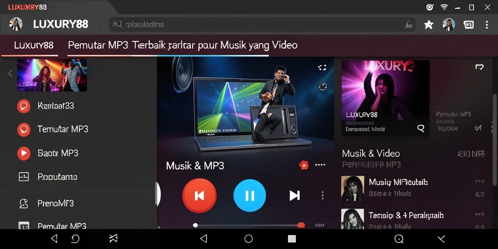Antarmuka LUXURY88 yang sederhana dan fungsional untuk Pemutar MP3.