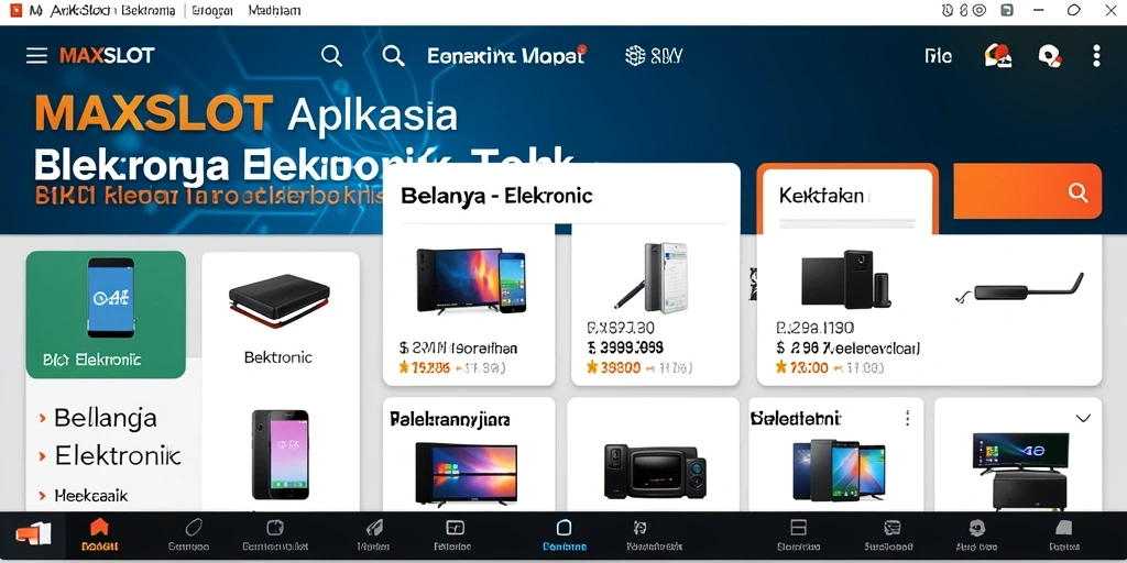 Tampilan antarmuka aplikasi MAXSLOT untuk belanja elektronik.