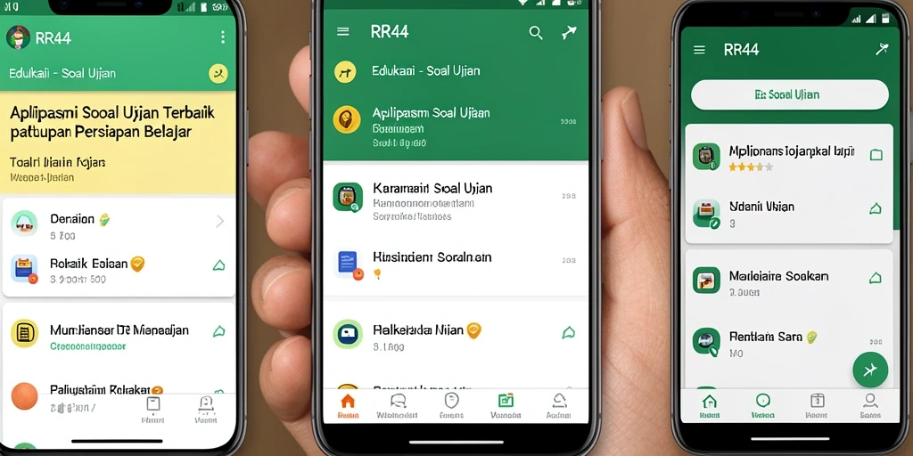 Tampilan antarmuka aplikasi Soal Ujian yang intuitif dan interaktif.
