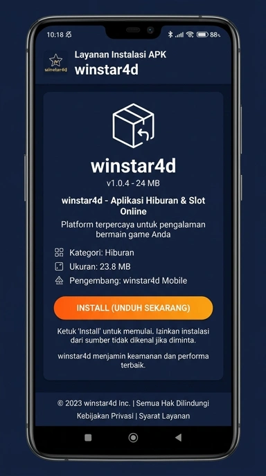 Tampilan halaman APK winstar4d