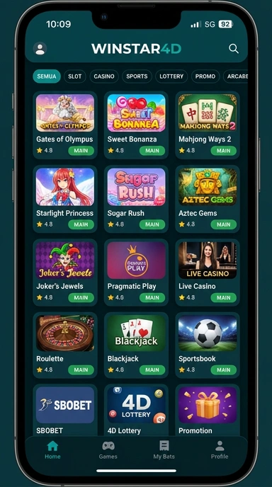Tampilan katalog aplikasi winstar4d